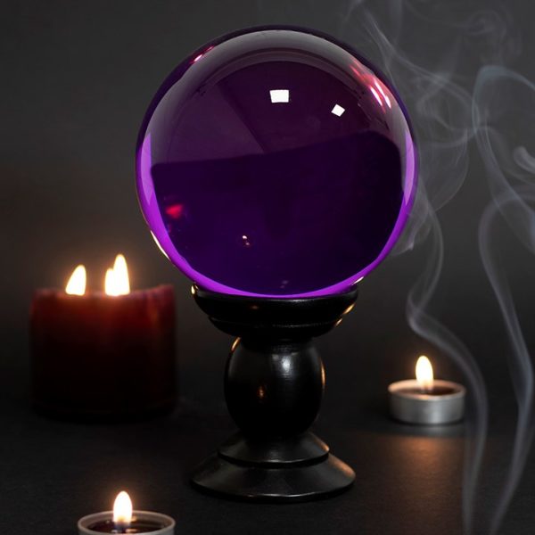 Large Purple Crystal Ball on Stand - Image 2