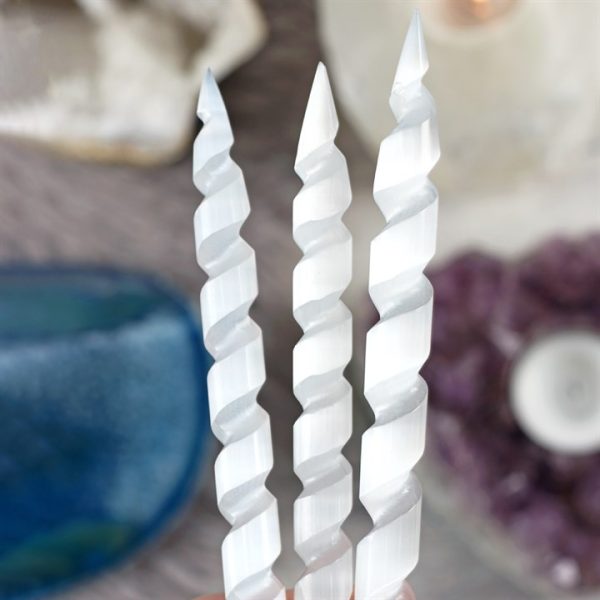 Round Point Selenite Spiral Wand - Image 2