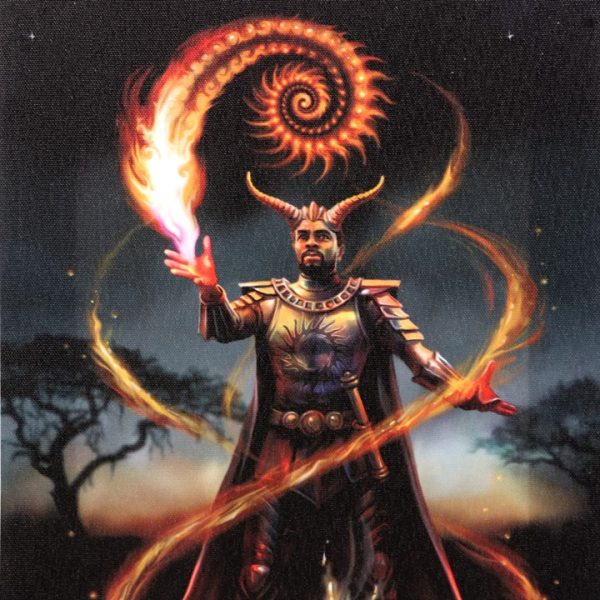 19x25cm Fire Element Wizard Canvas Plaque by Anne Stokes - Image 2