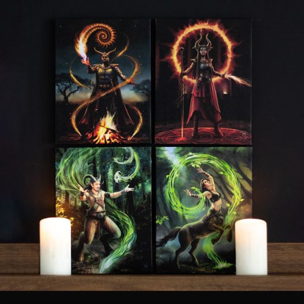 19x25cm Fire Element Wizard Canvas Plaque by Anne Stokes - Image 5