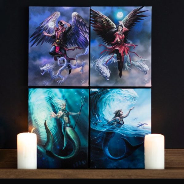 19x25cm Water Element Wizard Canvas Plaque by Anne Stokes - Image 5