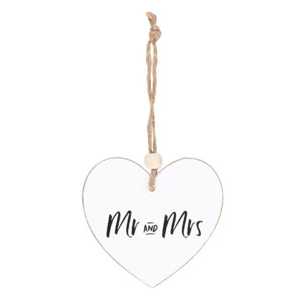 Mr and Mrs Hanging Heart Sentiment Sign