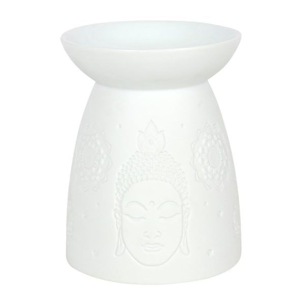 White Ceramic Buddha Face Oil Burner - Image 2