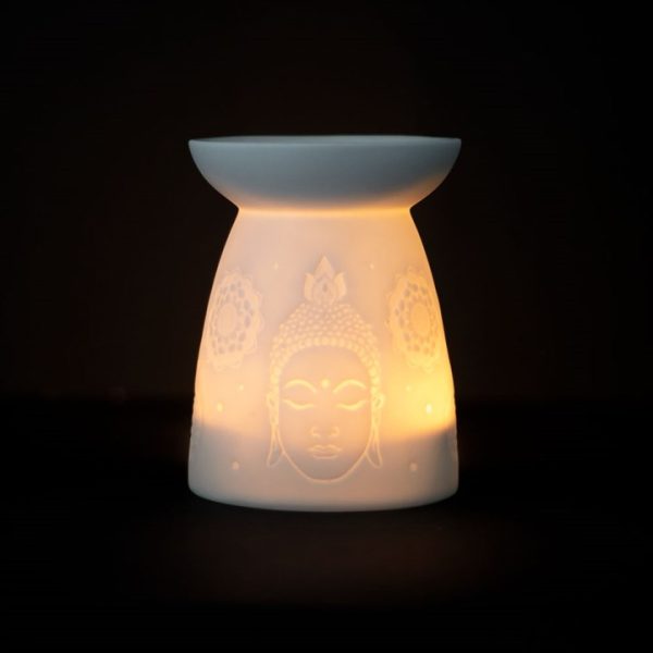 White Ceramic Buddha Face Oil Burner - Image 6