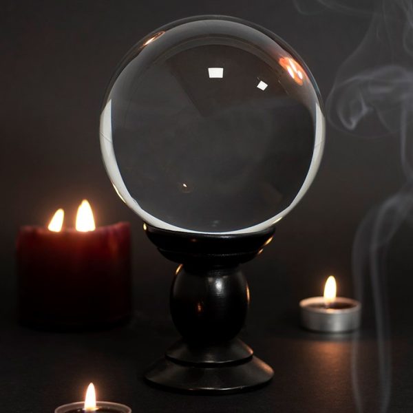 Large Clear Crystal Ball on Stand - Image 2