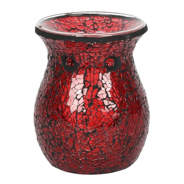 Large Red Crackle Glass Oil Burner - Image 2