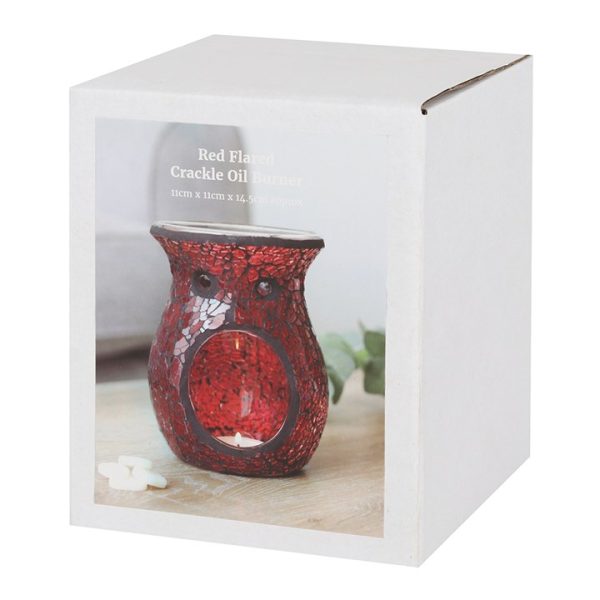 Large Red Crackle Glass Oil Burner - Image 3