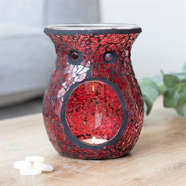 Large Red Crackle Glass Oil Burner - Image 4