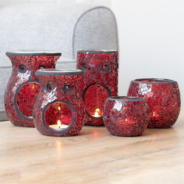 Large Red Crackle Glass Oil Burner - Image 5