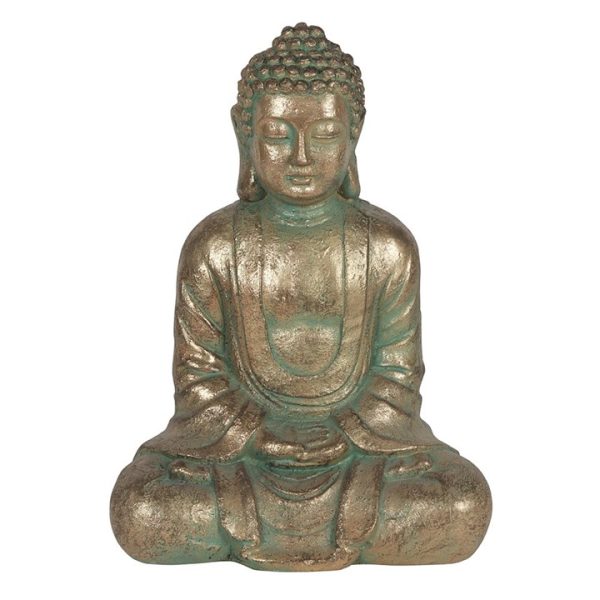 Verdigris Effect 58cm Hands In Lap Sitting Garden Buddha