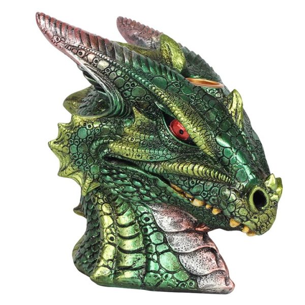 Large Green Dragon Head Backflow Incense Burner - Image 2