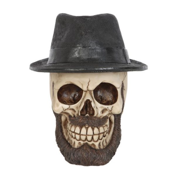 Skull Ornament with Trilby Hat - Image 2