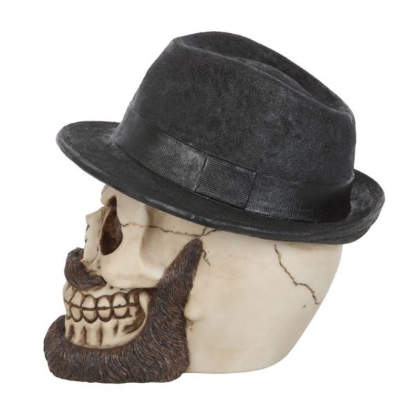 Skull Ornament with Trilby Hat - Image 3