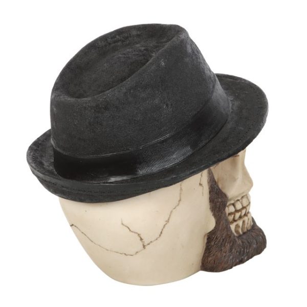 Skull Ornament with Trilby Hat - Image 4