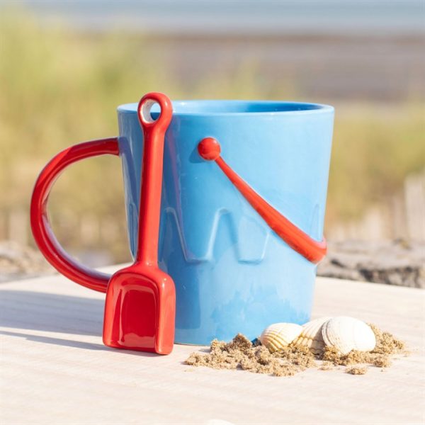 Bucket Shaped Ceramic Mug with Spade Spoon - Image 5
