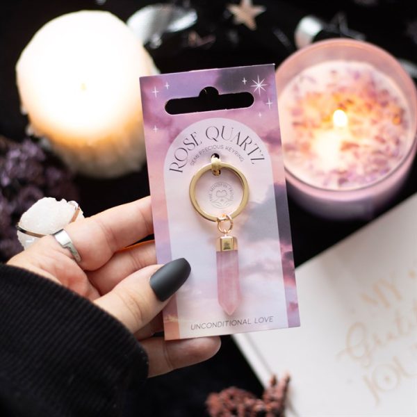 Rose Quartz Semi Precious Crystal Keyring - Image 4