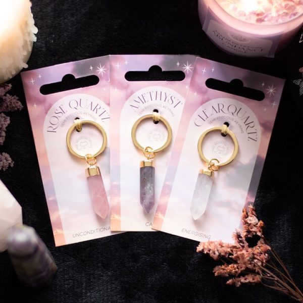 Rose Quartz Semi Precious Crystal Keyring - Image 5