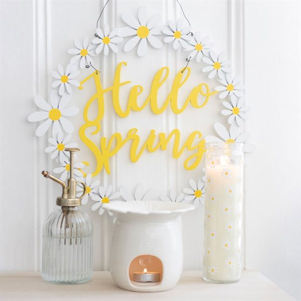 Hello Spring Hanging Daisy Wreath Decoration - Image 5