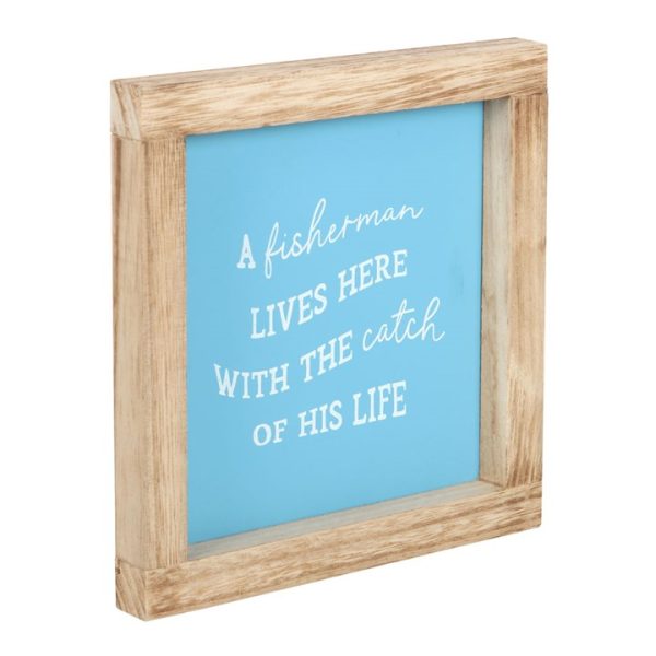 A Fisherman Lives Here Wooden Frame Sign - Image 2