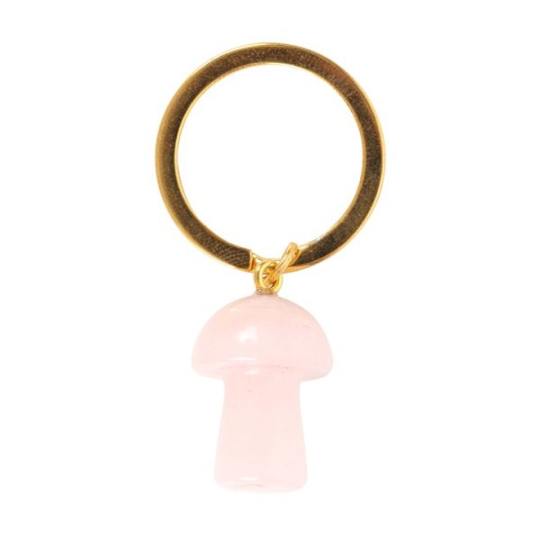 Rose Quartz Crystal Mushroom Keyring - Image 3