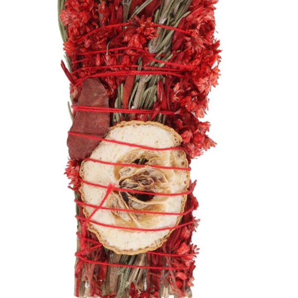 6in Ritual Wand Smudge Stick with Rosemary, Sage and Red Jasper - Image 2