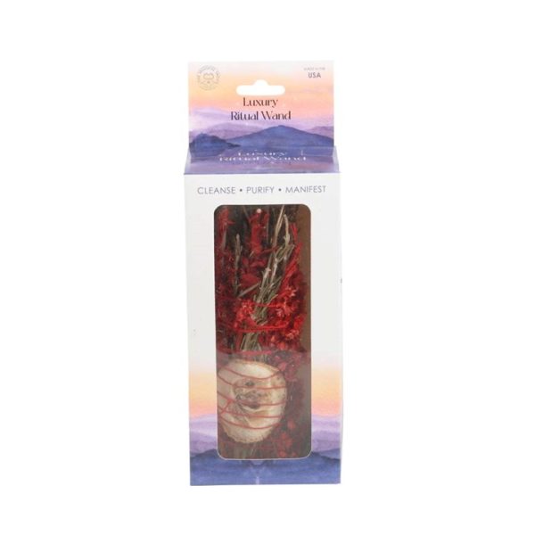 6in Ritual Wand Smudge Stick with Rosemary, Sage and Red Jasper - Image 4