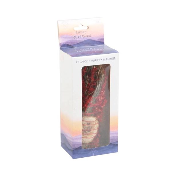 6in Ritual Wand Smudge Stick with Rosemary, Sage and Red Jasper - Image 5