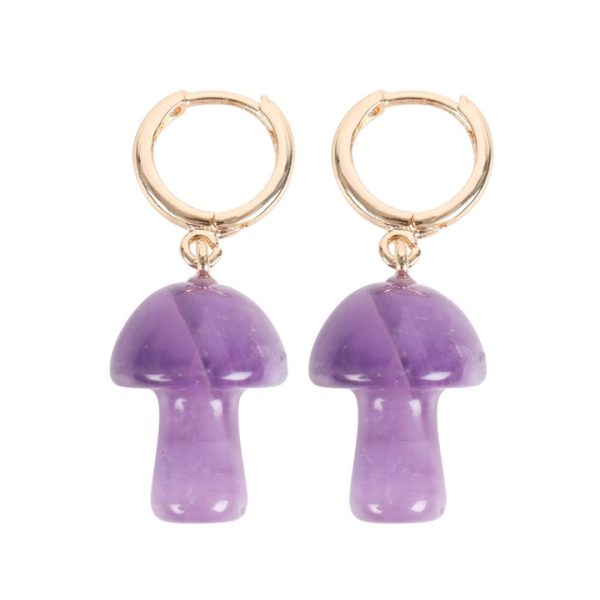 Amethyst Crystal Mushroom Earrings - Image 3