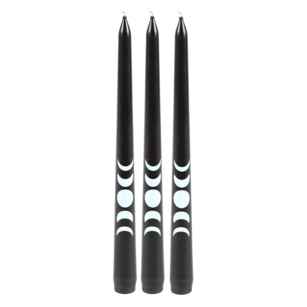 Set of 3 Black Magic Moon Phase Taper Candles - Image 3