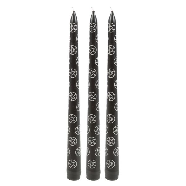 Set of 3 Black Magic Pentagram Taper Candles - Image 3