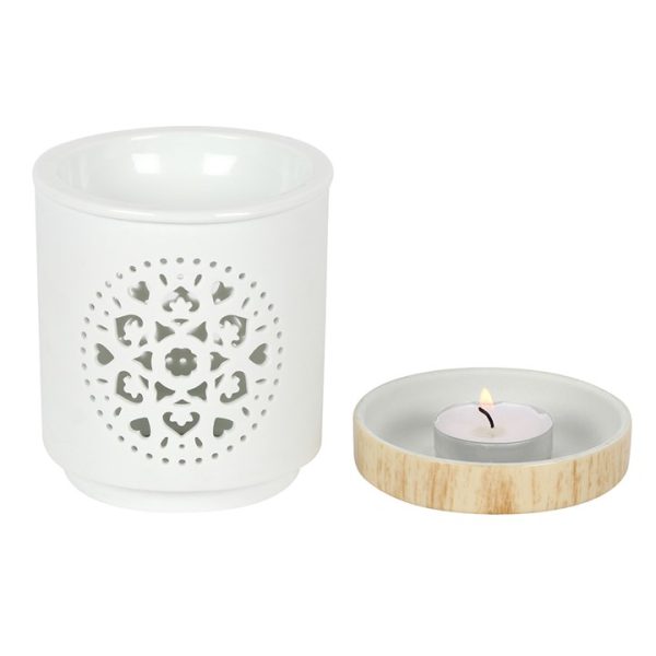 White Mandala Cut Out Oil Burner - Image 2