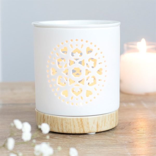 White Mandala Cut Out Oil Burner - Image 4