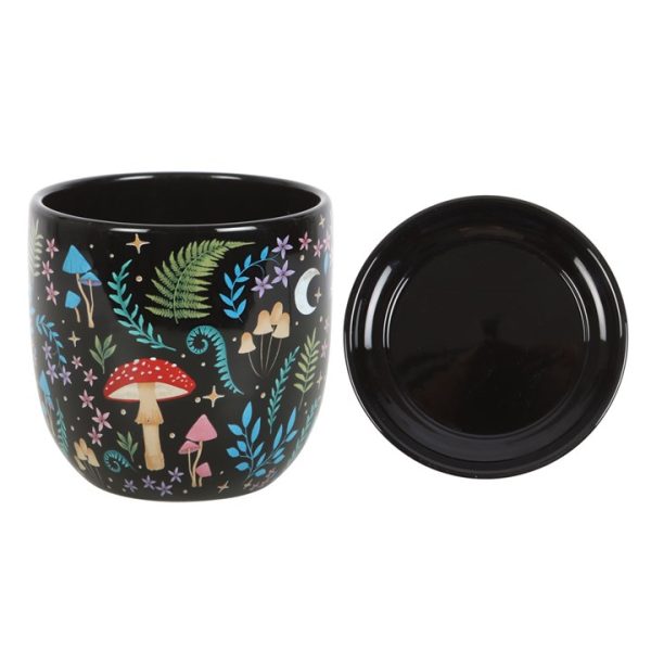 Dark Forest Print Ceramic Plant Pot with Saucer - Image 3