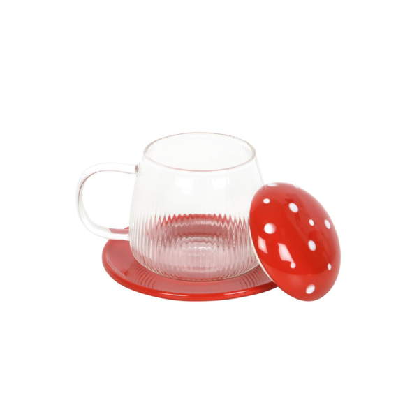 Glass Mushroom Mug and Saucer - Image 2