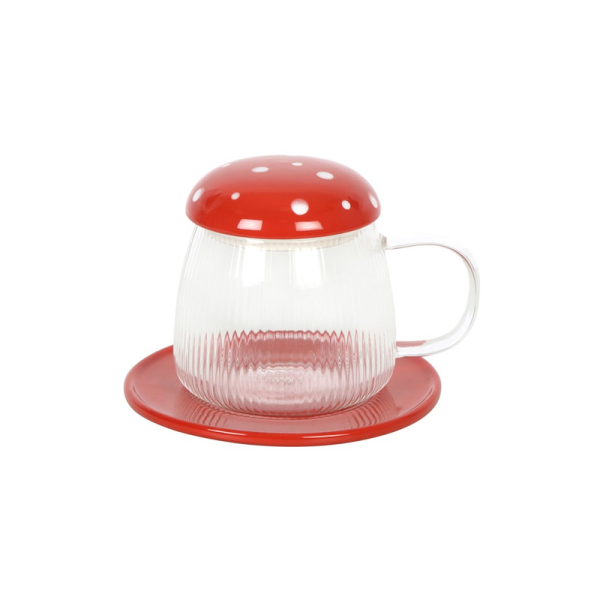 Glass Mushroom Mug and Saucer - Image 3