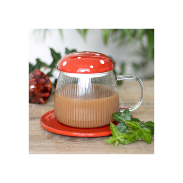 Glass Mushroom Mug and Saucer - Image 5