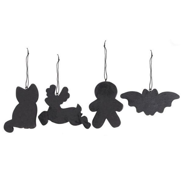 Set of 4 Black Creepy Skeleton Cookie Ornaments - Image 2