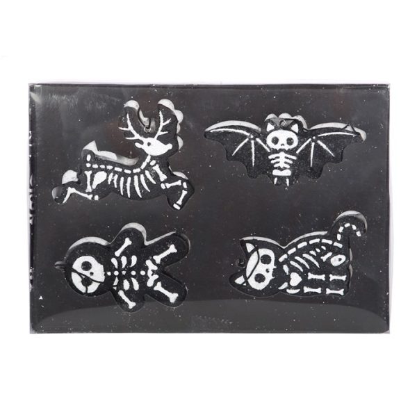 Set of 4 Black Creepy Skeleton Cookie Ornaments - Image 3