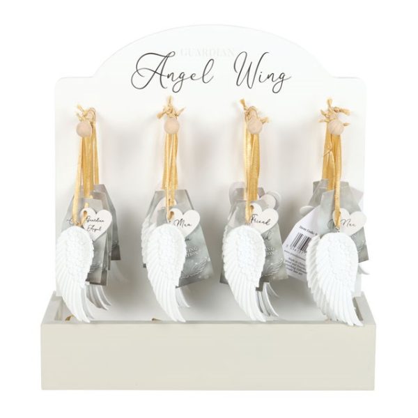 Set of 24 Angel Wing Hanging Decorations on Display