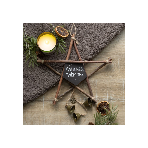 30cm Witches Welcome Willow Pentagram Sign with Bells - Image 2