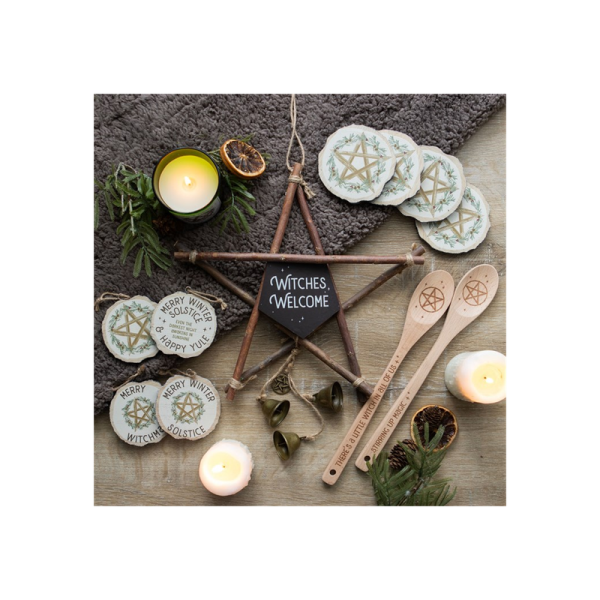 30cm Witches Welcome Willow Pentagram Sign with Bells - Image 3