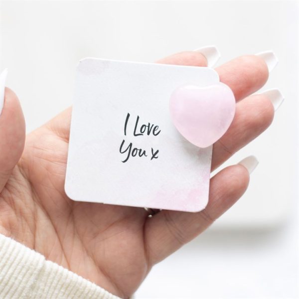 I Love You Rose Quartz Crystal Heart in a Bag - Image 4