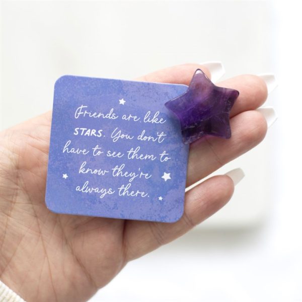 Friends Are Like Stars Lucky Amethyst Crystal Star in a Bag - Image 4