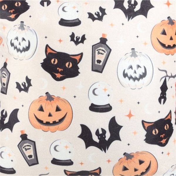 35cm Square Spooky Cat and Pumpkin Print Cushion - Image 3