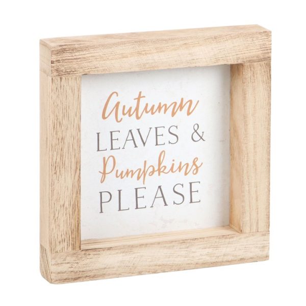 Autumn Leaves & Pumpkins Please Wooden Frame Sign - Image 2