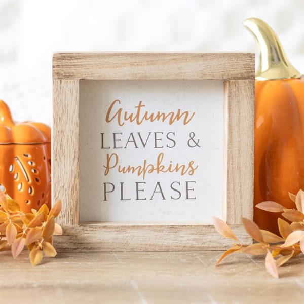 Autumn Leaves & Pumpkins Please Wooden Frame Sign - Image 4