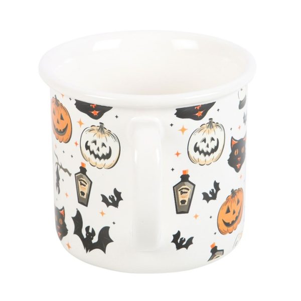 Spooky Cat and Pumpkin Print Mug - Image 2