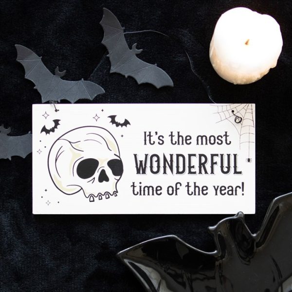 Most Wonderful Time of the Year Skull Hanging Sign - Image 4