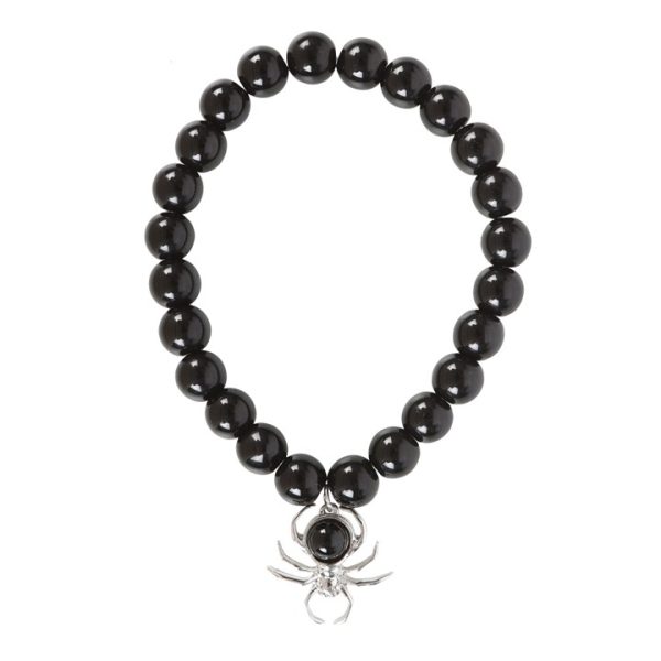 Spider Black Obsidian Beaded Bracelet - Image 2