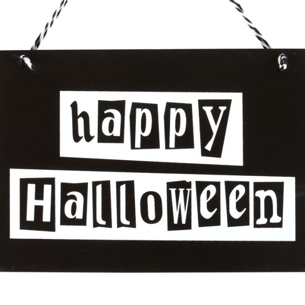 Black and White Happy Halloween Hanging Sign - Image 2